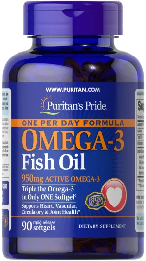 Омега-3 рыбий жир, Omega-3 Fish Oil, Puritan's Pride, 1360 мг (950 мг активного омега-3), 90 капсул