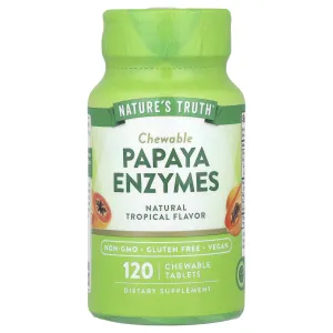 Пищеварительные ферменты папайи, Chewable Papaya Enzymes, Nature's Truth, вкус тропик, 120 жевательных таблеток
