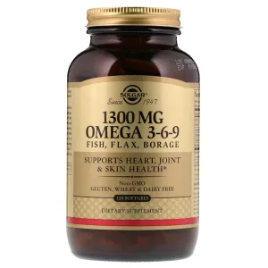 Омега 3-6-9, Omega 3-6-9, Solgar, 1300 мг, 120 гелевых капсул 

