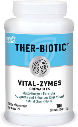 Пищеварительные ферменты, Vital-Zymes, Ther-Biotic, Klaire Labs, 180 жевательных таблеток
