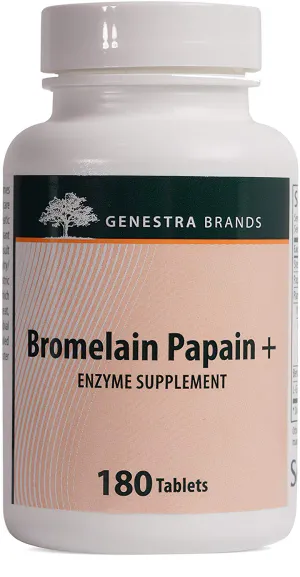 Мульти энзимы, Bromelain Papain+, Genestra Brands, 180 таблеток
