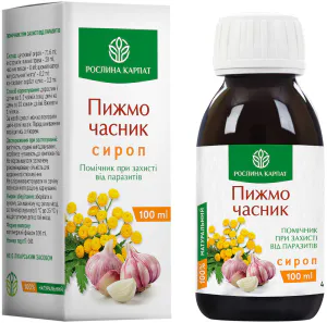 Сироп Пижма-Чеснок, Рослина Карпат, натуральное средство против паразитов, 100 мл