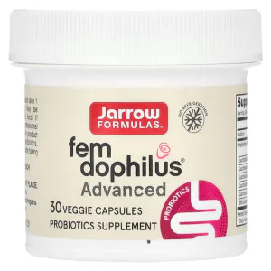 Пробиотики и лактобактерии для женщин, 10 млрд КОЕ, Vegan Fem Dophilus, Advanced, Jarrow Formulas, Дофилус, 30 растительных капсул