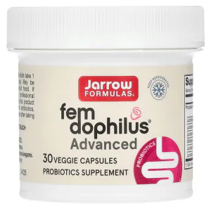 Пробиотики и лактобактерии для женщин, 10 млрд КОЕ, Vegan Fem Dophilus Advanced, Jarrow Formulas, 30 растительных капсул