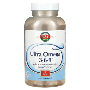 Омега 3-6-9, Ultra Omega 3-6-9, KAL, 200 гелевых капсул