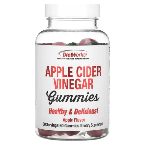 Яблочный уксус, Apple Cider Vinegar Gummies, DietWorks, со вкусом яблока, 60 вегетарианских жевательных конфет