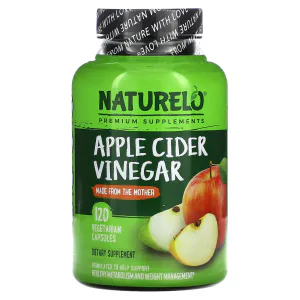 Яблочный уксус, Apple Cider Vinegar, NATURELO, 120 вегетарианских капсул