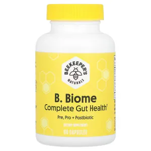Пробиотики, пребиотики и постбиотики, B. Biome, Beekeeper's Naturals, полное здоровье кишечника, 2 млрд КОЕ, 60 вегетарианских капсул