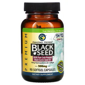 Черный тмин, Black Seed, Amazing Herbs, 500 мг, 90 мягких капсул