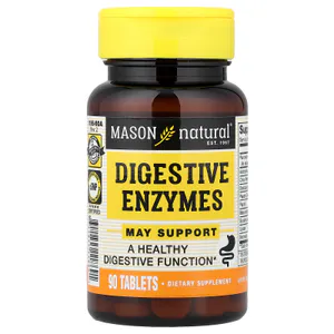 Пищеварительные ферменты, Digestive Enzymes, Mason Natural, поддержка пищеварения, 90 таблеток