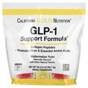 Морской коллаген, GLP-1 Support Formula, California Gold Nutrition, формула поддержки GLP-1, для суставов, кожи, волос и ногтей, арбузный лимонад, 1 кг