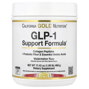 Морской коллаген, GLP-1 Support Formula, California Gold Nutrition, формула поддержки GLP-1, для суставов, кожи, волос и ногтей, арбузный лимонад, 494 г