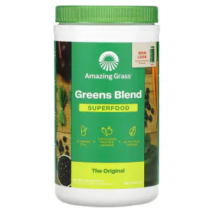 Суперфуд, Greens Blend Superfood, Amazing Grass, цельнопищевая зелень, витамины C и K, фрукты и овощи, оригинал, 480 г