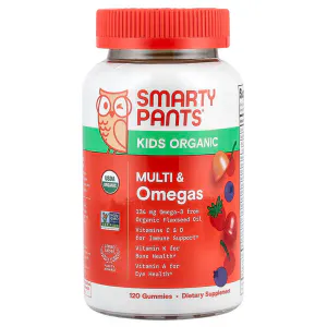 Мультивитамины и омега для детей, Multi & Omegas Gummies, SmartyPants, ягодный микс и вишня, 120 органических жевательных конфет