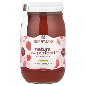 Натуральный суперпродукт из моря, Natural Superfood From The Sea, True Sea Moss, морской мох, клубника, 473 г