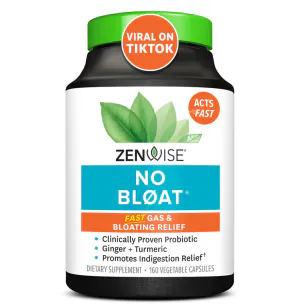 Пробиотик от вздутия живота, No Bloat with Clinically Studied DE111 Probiotic, Zenwise Health, ежедневный, 160 вегетарианских капсул