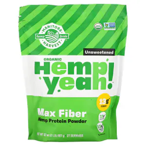 Конопляный протеин, Organic Hemp Yeah! Max Fiber Hemp Protein Powder, Manitoba Harvest, органик, без сахара, 907 гр