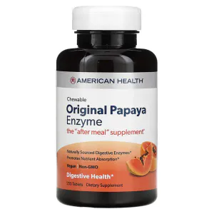 Папайя, Papaya Enzyme, American Health, 250 жевательных таблеток