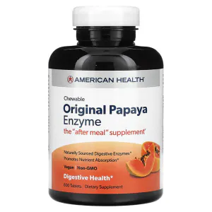 Папаин, Papaya Enzyme, American Health, 600 жевательных таблеток