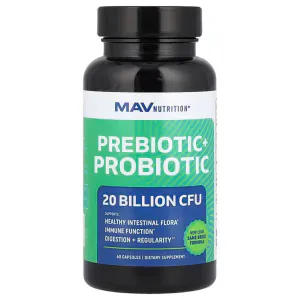 Пробиотики и пребиотики, Prebiotic + Probiotic, MAV Nutrition, 20 млрд КОЕ, 60 капсул