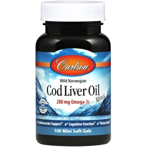Норвежский рыбий жир, Cod Liver Oil, Carlson Labs, 100 мини гелевых капсул