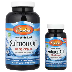 Жир лосося, Salmon Oil, Carlson Labs, норвежский, 500 мг, 180+50 капс