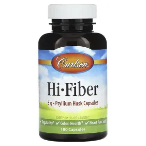 Псиліум для травлення, Hi-Fiber, Carlson, 100 капсул