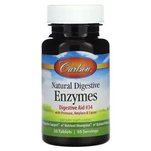 Травні ферменти натуральні, Natural Digestive Enzymes, Carlson, 50 таблеток