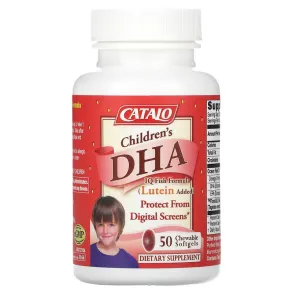 ДГК для дітей, з ЕПК та Омега-3, Children's DHA IQ Fish Formula, CATALO, із лютеїном, зі смаком полуниці, 50 жувальних капсул