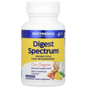 Травні ферменти, Digest Spectrum, Enzymedica, для покращення травлення, від множинної харчової непереносимості, 90 капсул