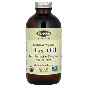 Льняна олія, Certified Organic Flax Oil, Flora, сертифікована органічна, 250 мл