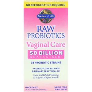 Пробиотики для вагинального здоровья, Raw Probiotics Vaginal Care, Garden of Life, 50 млрд. КОЕ, 30 вегетарианских капсул