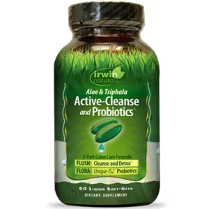Очистка кишечника и пробиотики, Active-Cleanse and Probiotics, Irwin Naturals, с алоэ и трифала, 60 гелевых капсул