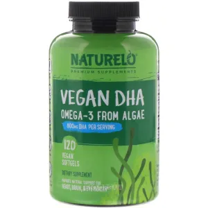 ДГК, Омега-3 из водорослей, для веганов, Vegan DHA, Omega-3 from Algae, NATURELO, 800 мг, 120 кап.