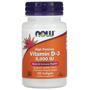 Вітамін D-3, Vitamin D-3, NOW Foods, високоефективний, 125 мкг (5000 МО), 120 гелевих капсул