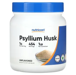 Подорожник, Psyllium Husk, Nutricost, лушпиння насіння, 454 г 