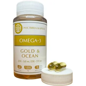 Omega-3 Gold Ocean, Рослина Карпат, для здоровья сердца, сосудов и мозга, 1000 мг, 60 капсул