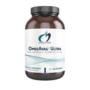 Омега-3 с витаминами D3, K1 и K2, OmegAvail Ultra, Designs for Health, 1200 мг, 120 гелевых капсул