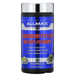 Пищеварительные ферменты с оптимизатором белка, Digestive Enzymes, ALLMAX Nutrition, 90 капсул
