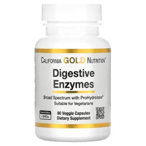 Пищеварительные ферменты, Digestive Enzymes, California Gold Nutrition, широкий спектр действия, 90 капсул
