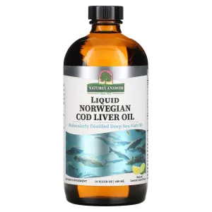 Рыбий жир из печени трески, Cod Liver Oil, Nature's Answer, норвежский, лимон-лайм, 480 мл