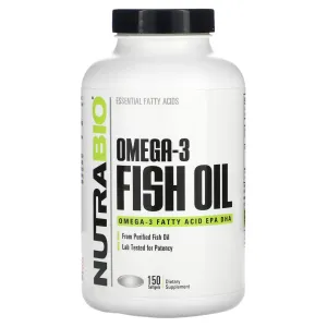 Омега-3, Omega-3 Fish Oil, NutraBio, 150 гелевих капсул