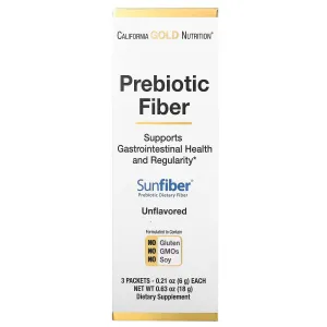 Пребиотическое волокно, Prebiotic Fiber, California Gold Nutrition, без вкуса, 3 пакетика (по 6 г каждый)